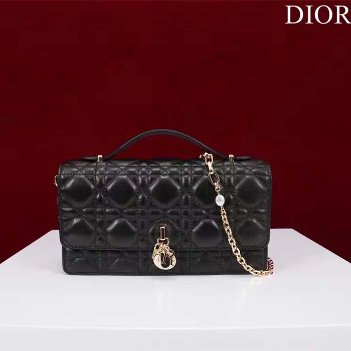 Dior Women CD Miss Dior Mini Bag Black Cannage Lambskin