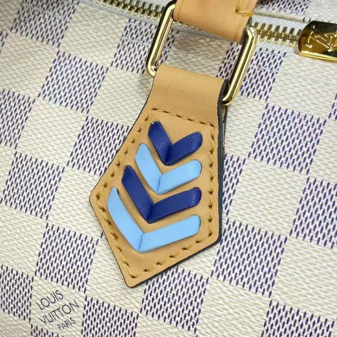 Louis Vuitton LV Unisex Speedy 30 Bandoulière Blue Damier Azur Coated Canvas