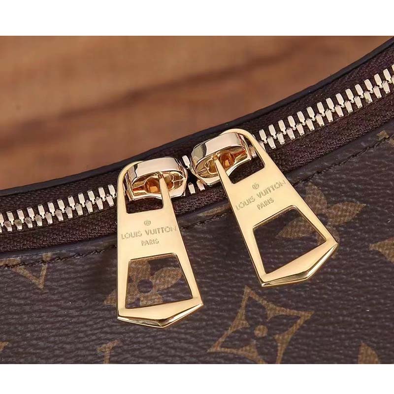 Louis Vuitton LV Women Boulogne Handbag Black Brown Monogram Coated Canvas