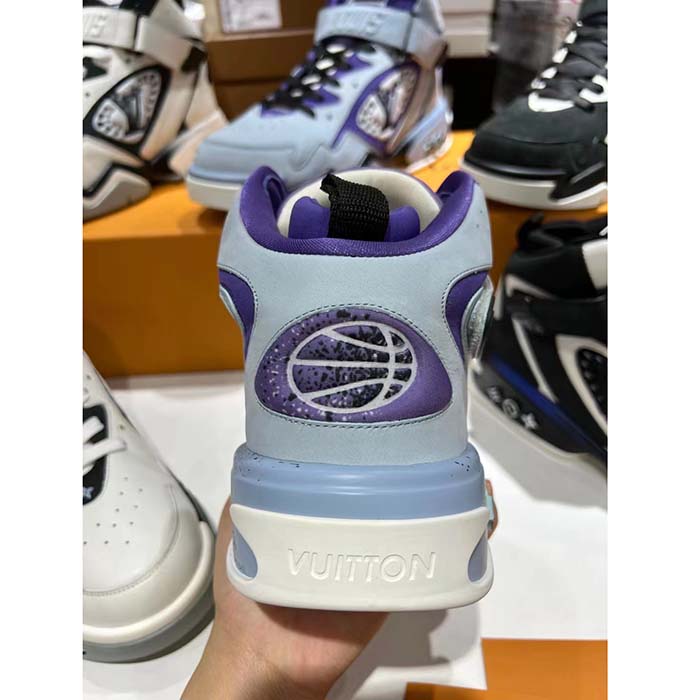 Louis Vuitton LV Unisex Trainer 2.0 Sneaker Boot Blue Suede Calf Leather