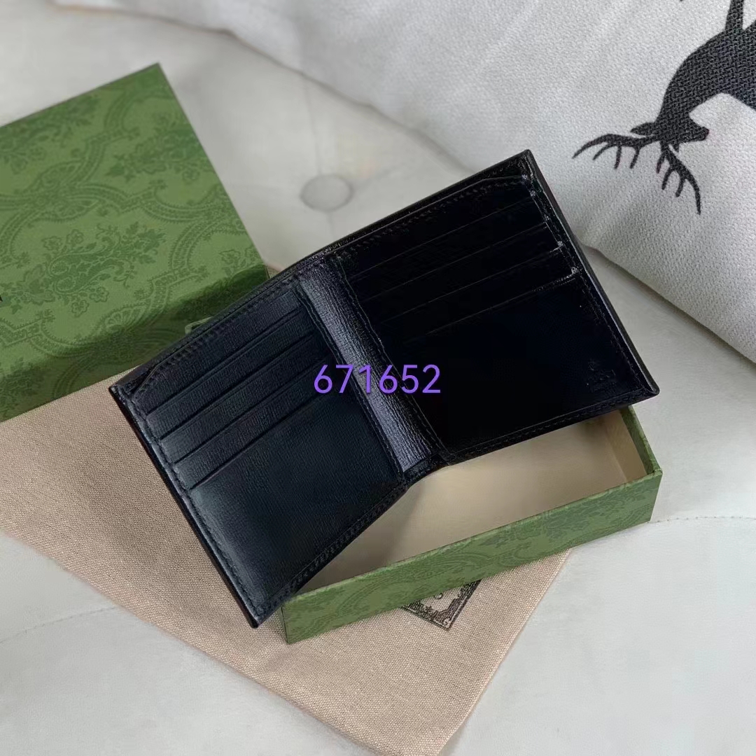 Gucci Unisex GG Wallet Interlocking G Black GG Supreme Canvas Leather