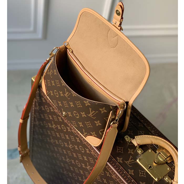 Louis Vuitton LV Women Diane Handbag Beige Brown Monogram Coated Canvas Shearling