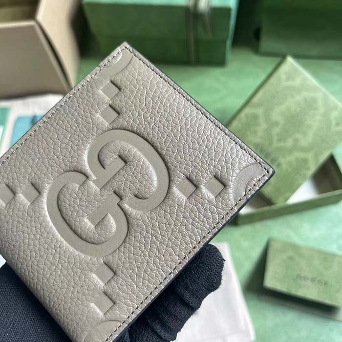 Gucci Unisex Jumbo GG Wallet Taupe Leather Moiré Lining