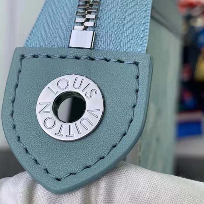Louis Vuitton LV Unisex Pochette Voyage MM Bag Crystal Blue Monogram Aquagarden Coated Canvas