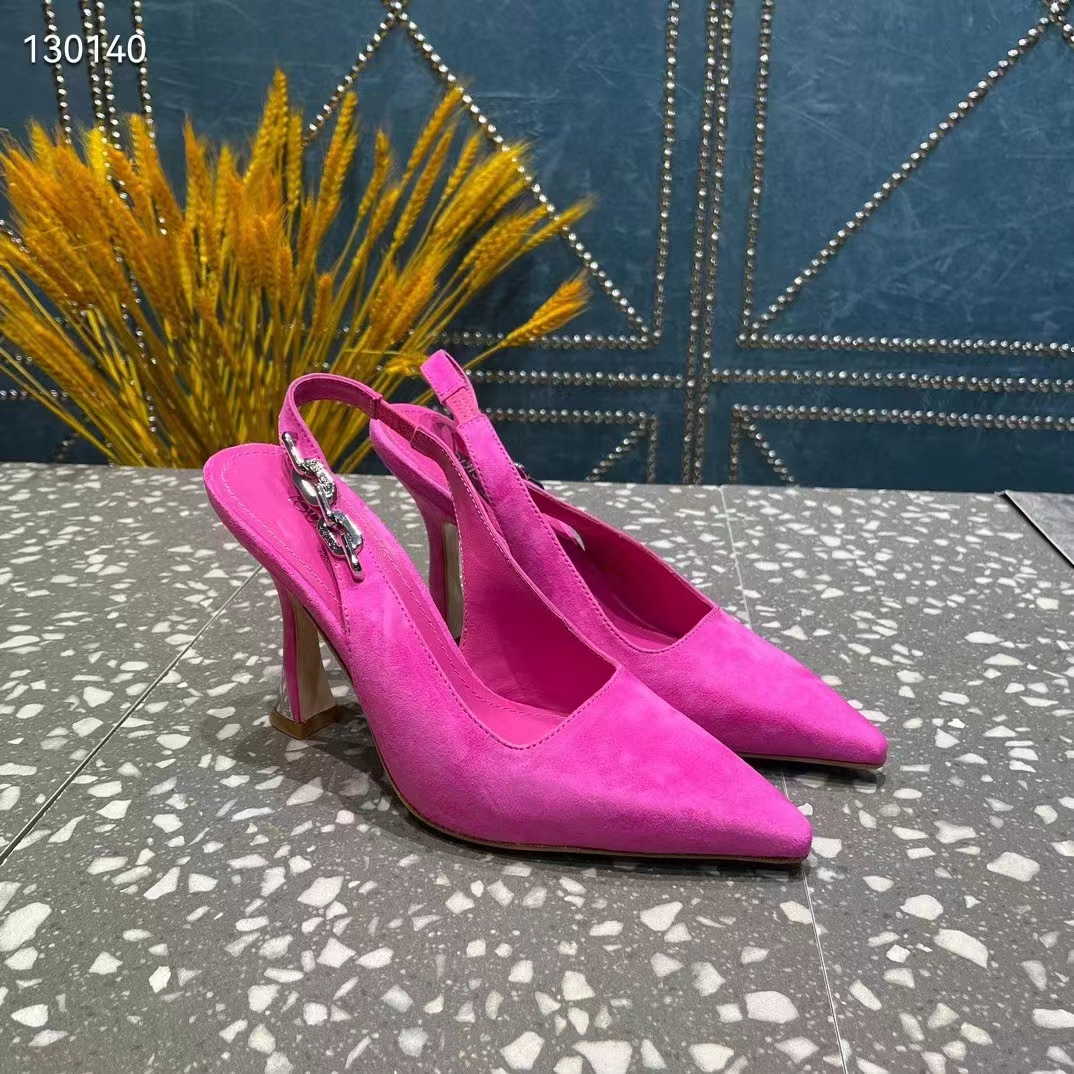 Louis Vuitton LV Women Sparkle Slingback Fuchsia Suede Baby Goat Leather 9.5 Cm Heel