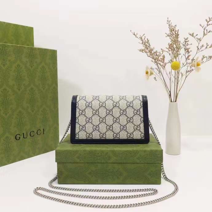 Gucci Unisex Dionysus GG Super Mini Bag Beige Blue GG Supreme Canvas