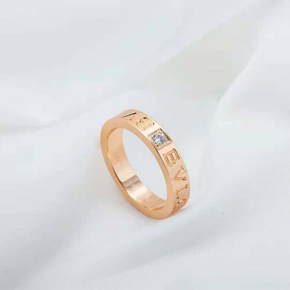 Bvlgari Women Bvlgari Bvlgari Ring 18 KT Rose Gold Ring with Diamond