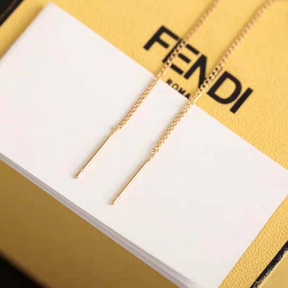 Fendi Women Fine Chain Earrings with Fendi O’Lock Pendant