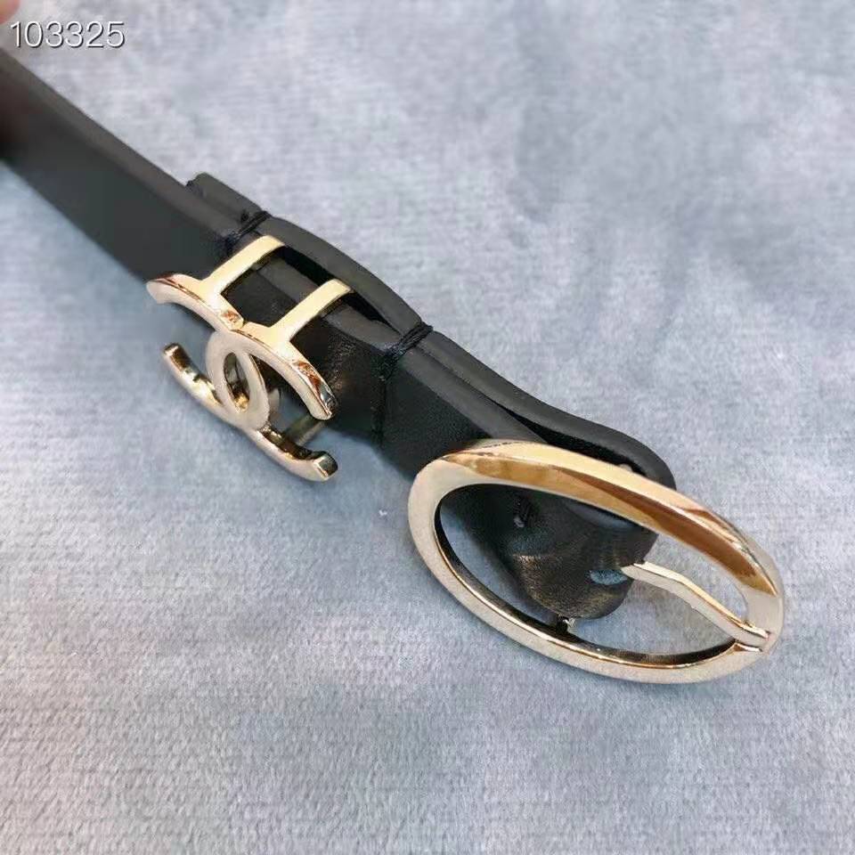 Chanel Women Lambskin Gold-Tone Metal & Glass Pearls Belt-Black