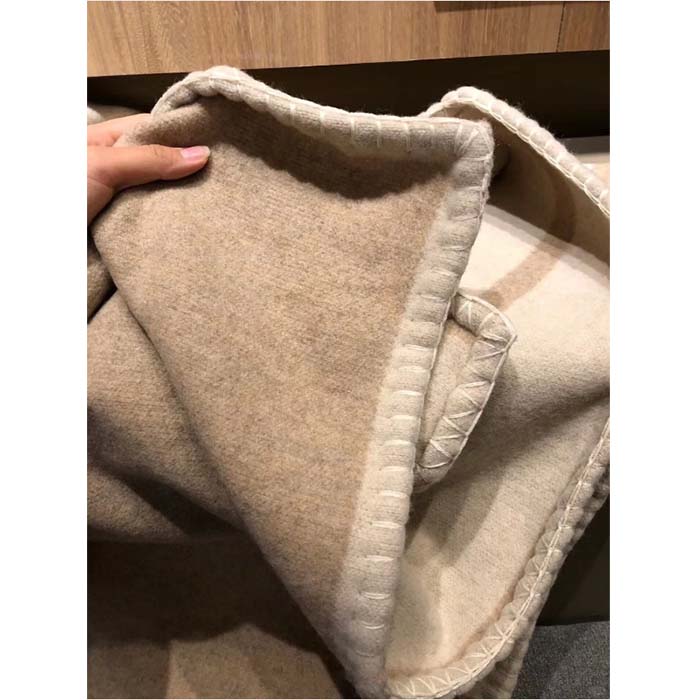 Chanel Unisex CC Cotton Wool Tweed Beige Sandy Multifunction Blanket Scarf