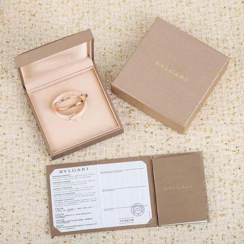 Bvlgari Women Serpenti Viper 18 KT Rose Gold Bracelet Set with Demi Pave Diamonds