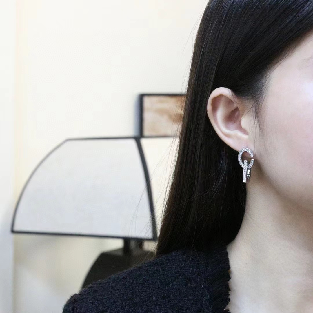 Dior Women CD Lock Earrings Silver-Finish Metal Silver-Tone Crystals