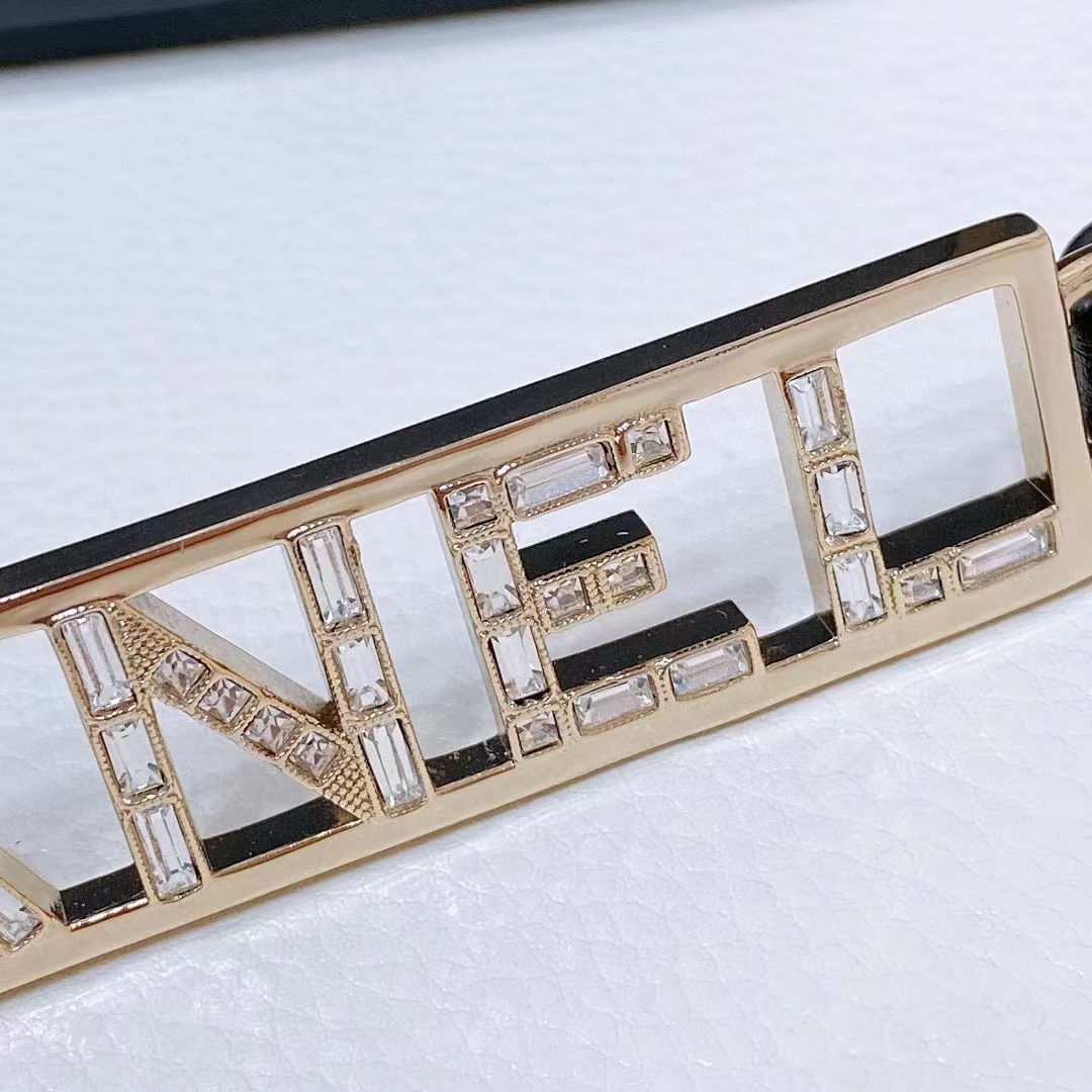 Chanel Women CC Chain Belt Lambskin Gold-Tone Metal Strass Black