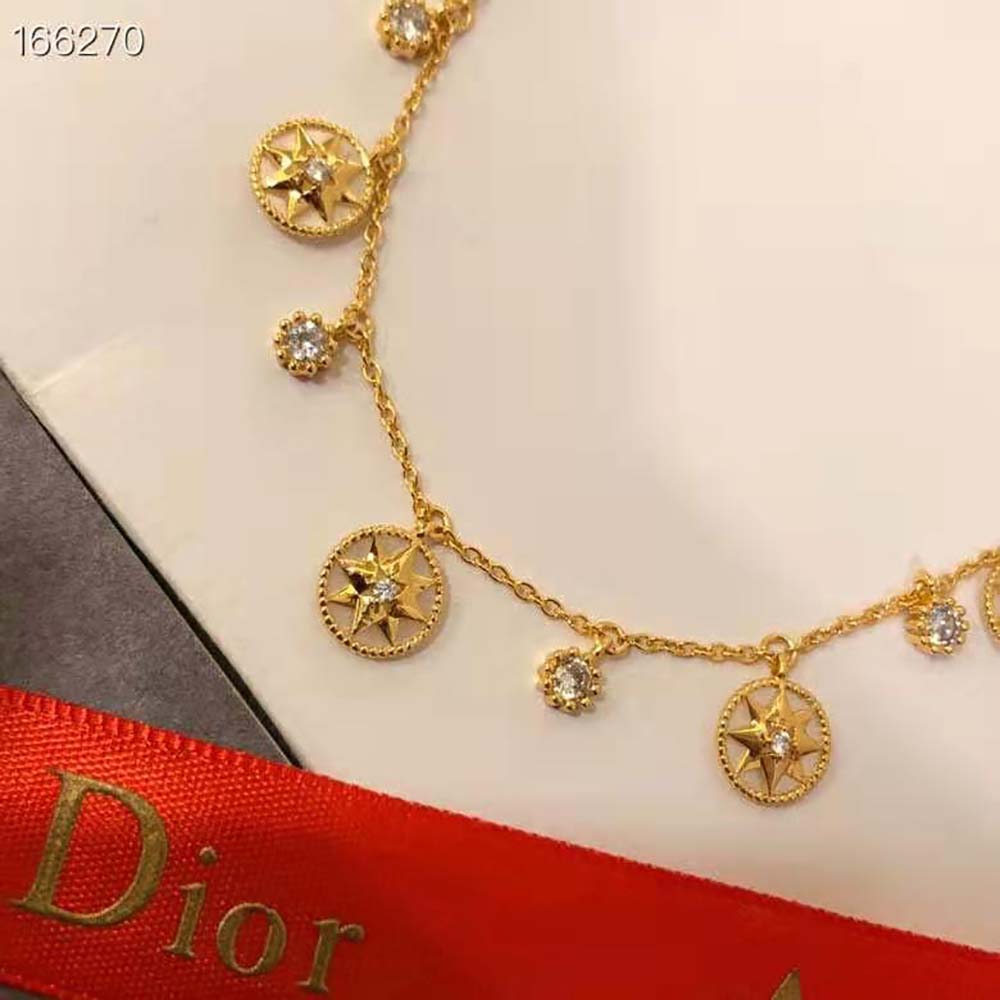 Dior Women Rose Des Vents Necklace Yellow Gold Diamonds and Mother-of-pearl