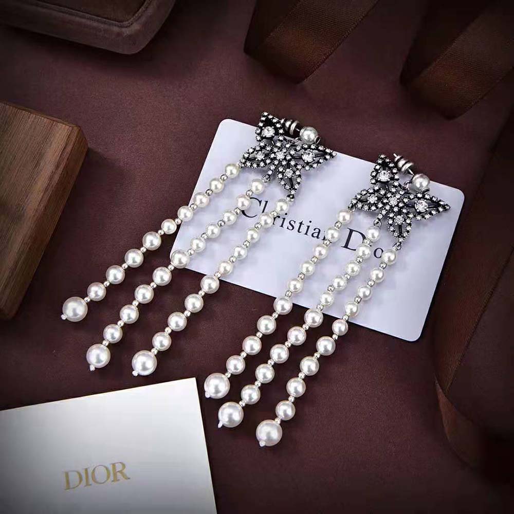 Dior Women Papillon De Nuit Earrings Antique Silver-Finish Metal
