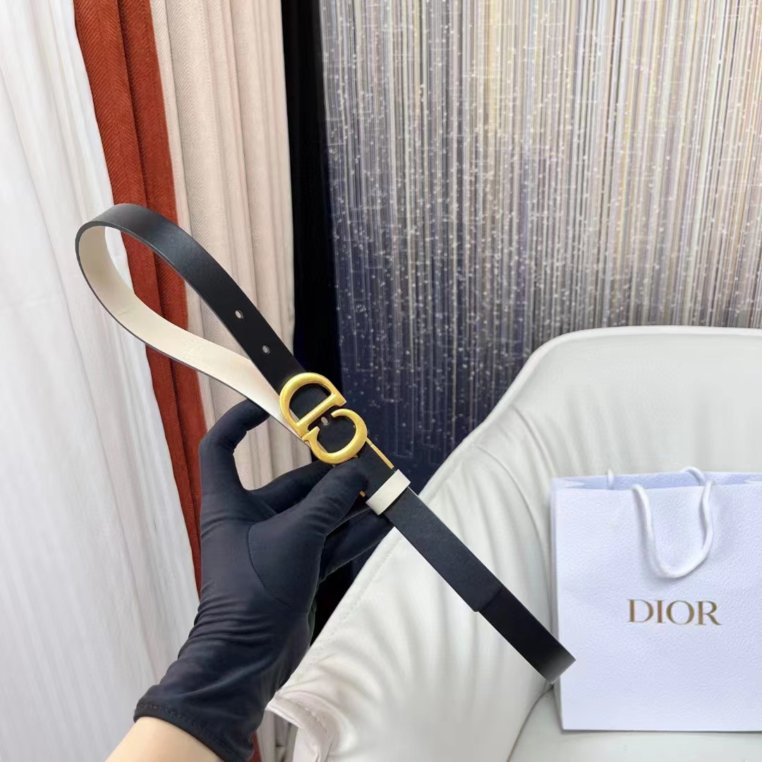 Dior CD Unisex 30 Montaigne Reversible Belt Black Latte Smooth Calfskin 20 MM Width