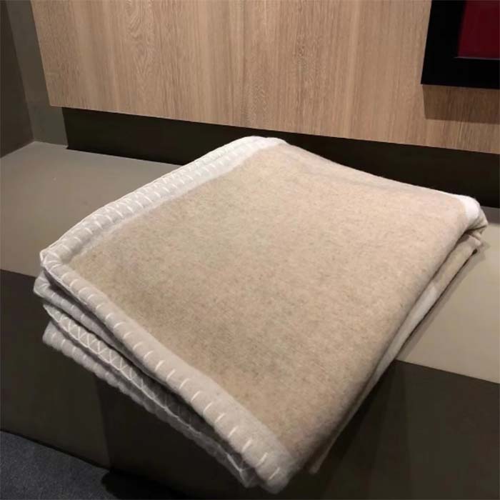 Chanel Unisex CC Cotton Wool Tweed Beige Sandy Multifunction Blanket Scarf