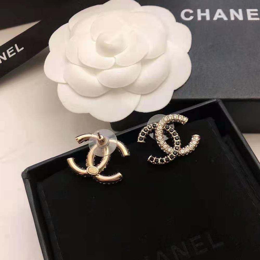 Chanel Women Stud Earrings in Metal and Strass