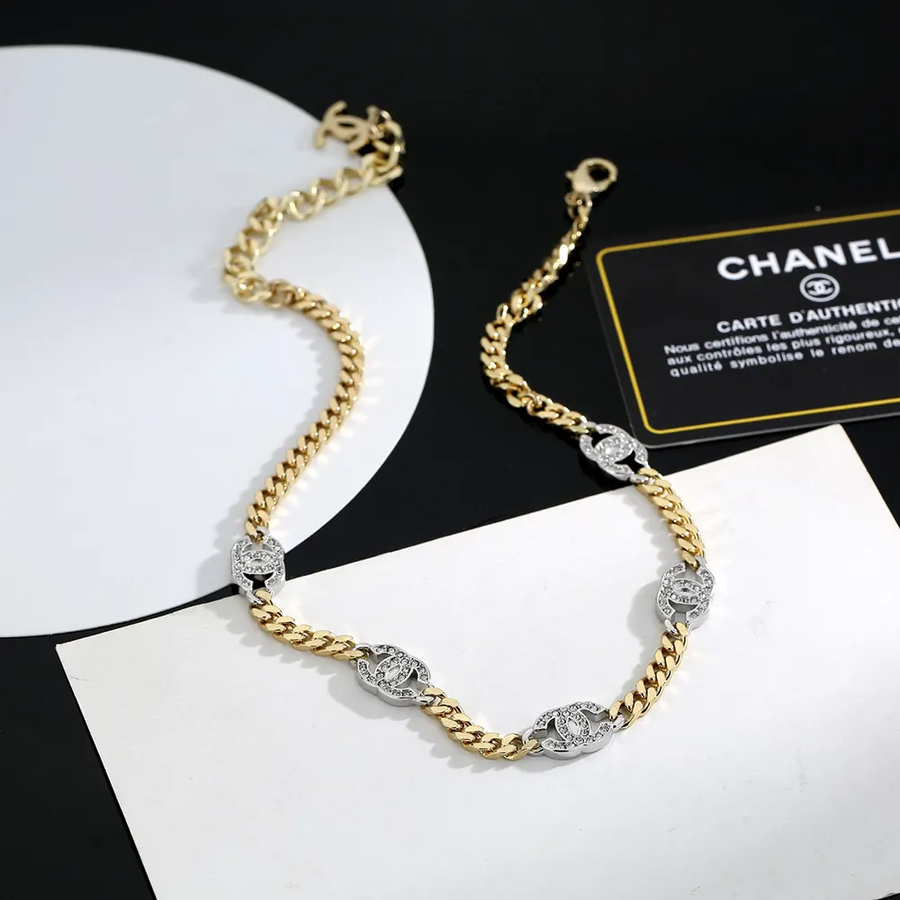 Chanel Women Choker Metal & Strass Gold Silver & Crystal AB6444