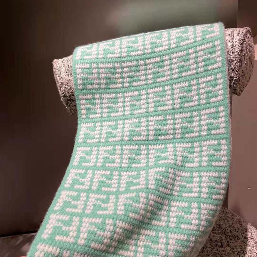 Fendi Women FF Scarf Mint Green Cashmere Scarf