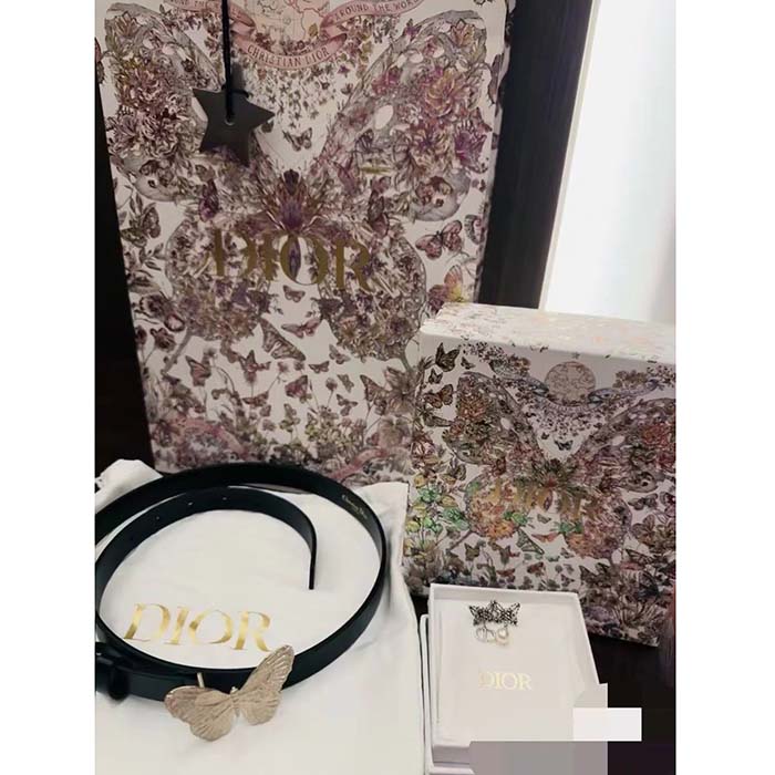 Dior Unisex CD Dior Métamorphose Belt Black Ultrasmooth Calfskin Leather 20 MM Width