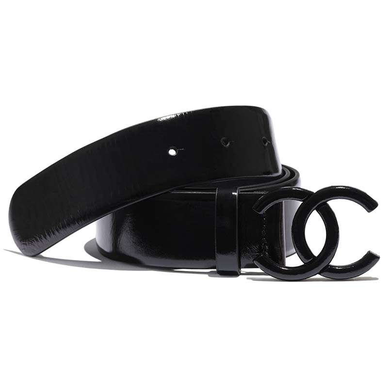 Chanel Women Lambskin & Black-Tone Metal Belt-Black
