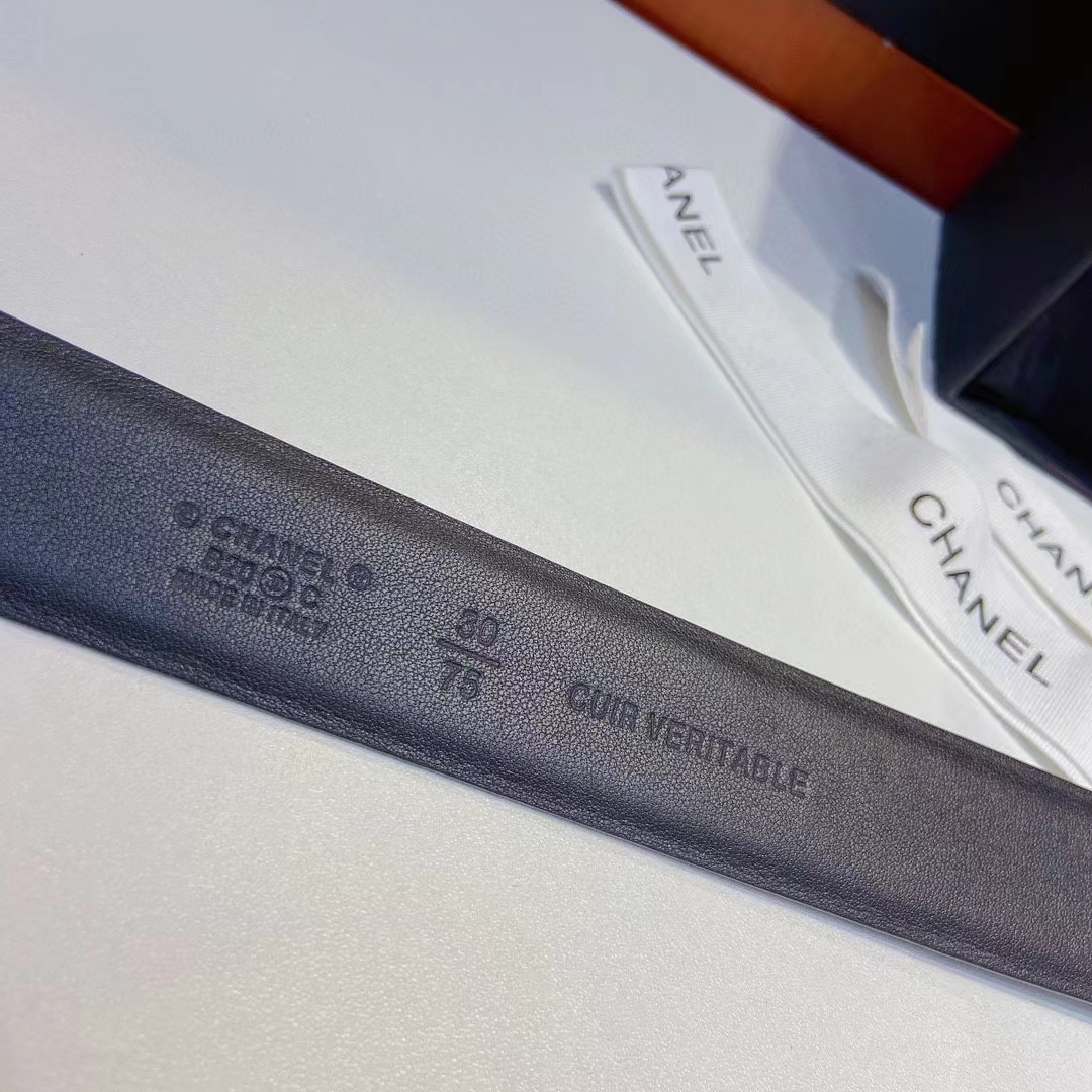 Chanel Women CC Belt Calfskin Gold-Tone Metal Resin Strass Black