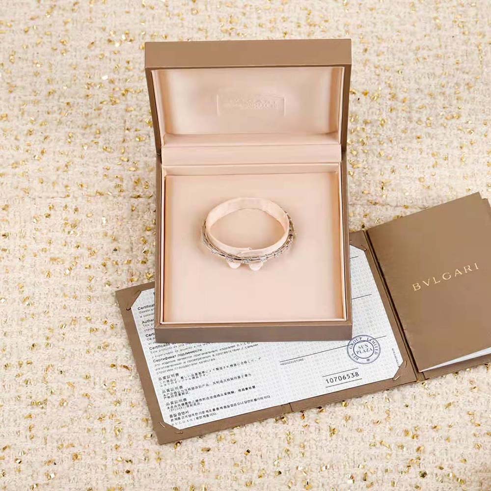 Bvlgari Women Serpenti Viper 18 KT White Gold Bracelet Set with Demi Pave Diamonds