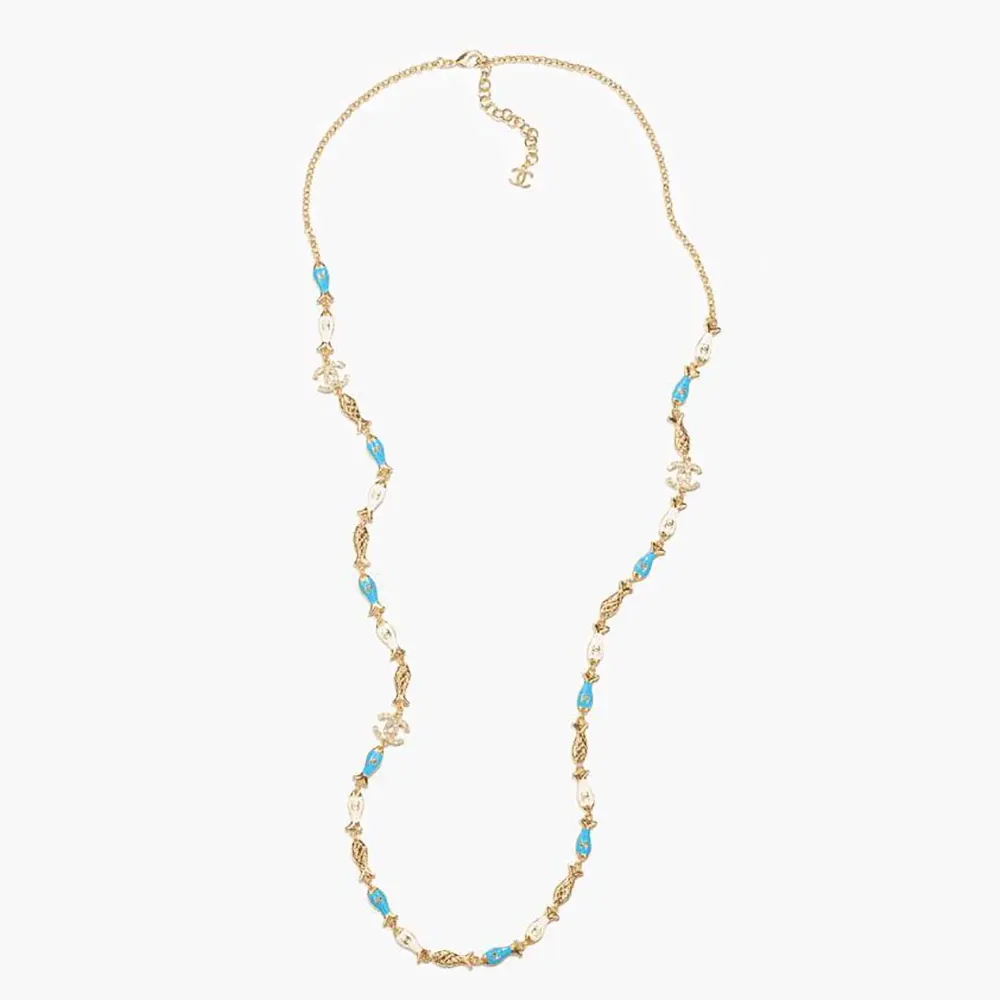 Chanel Women Long Necklace Metal Resin Strass ABF042