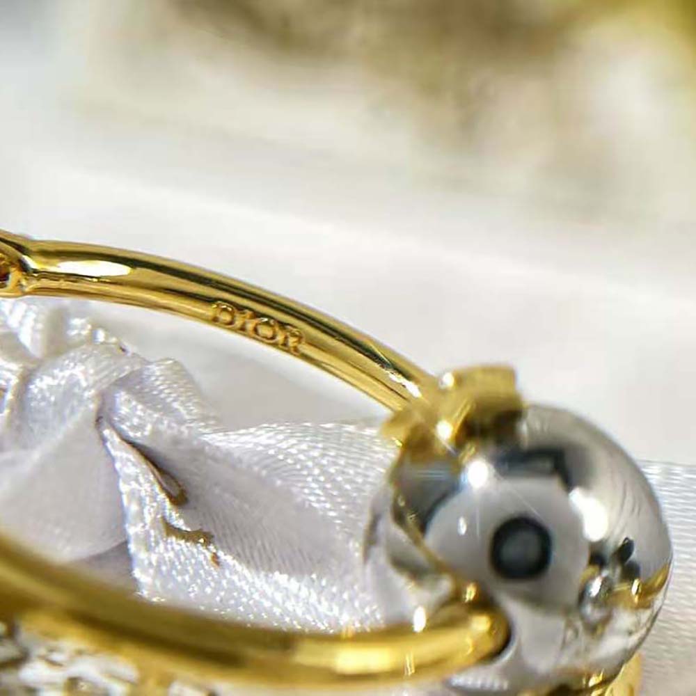 Dior Women Petit CD Earrings Gold-Finish and Palladium-Finish Metal