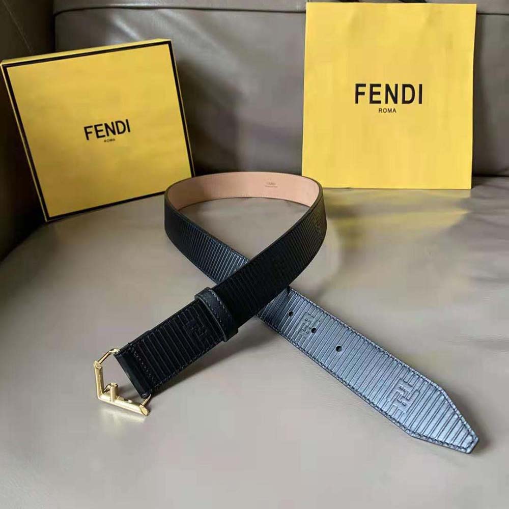 Fendi Men Black Leather Belt