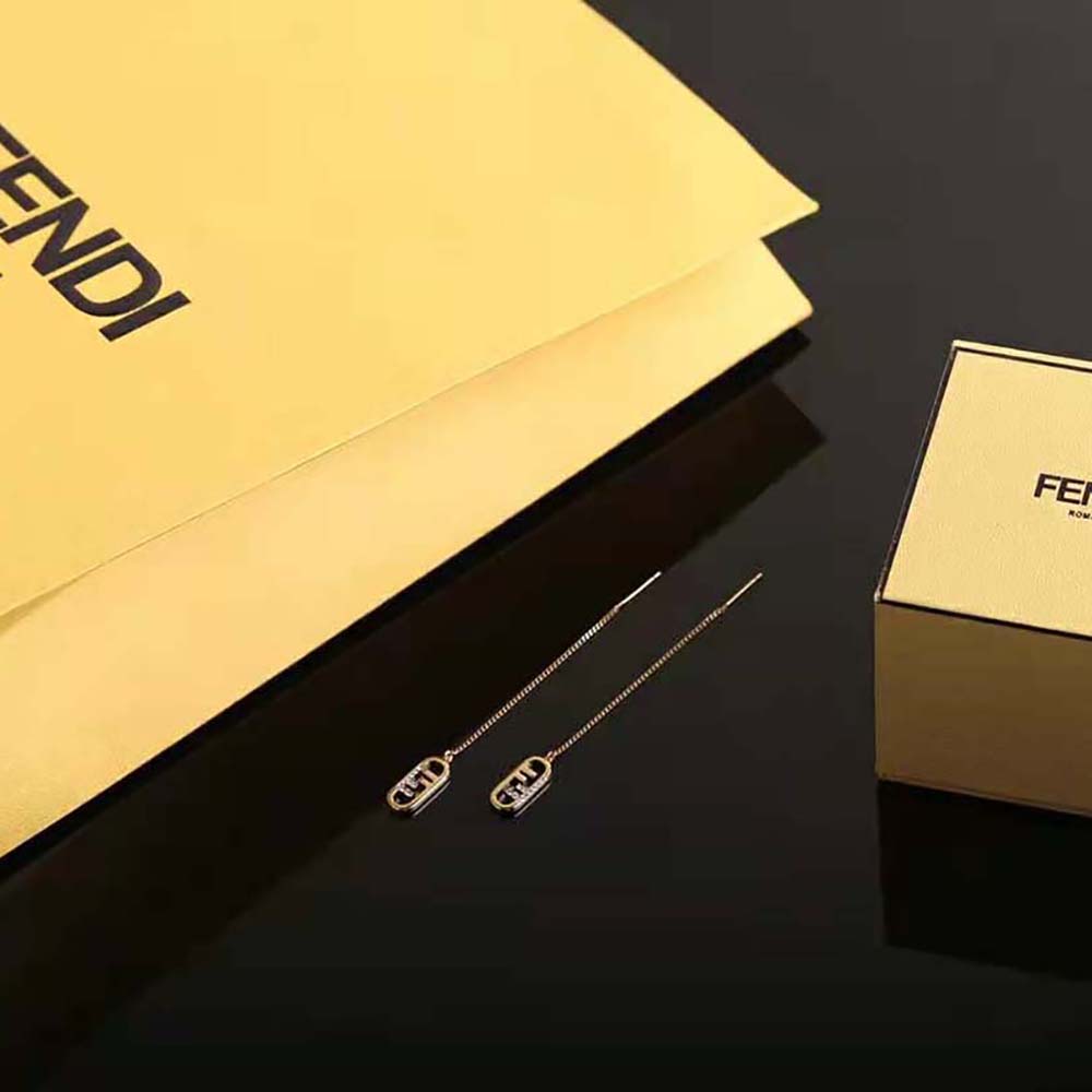 Fendi Women Fine Chain Earrings with Fendi O’Lock Pendant