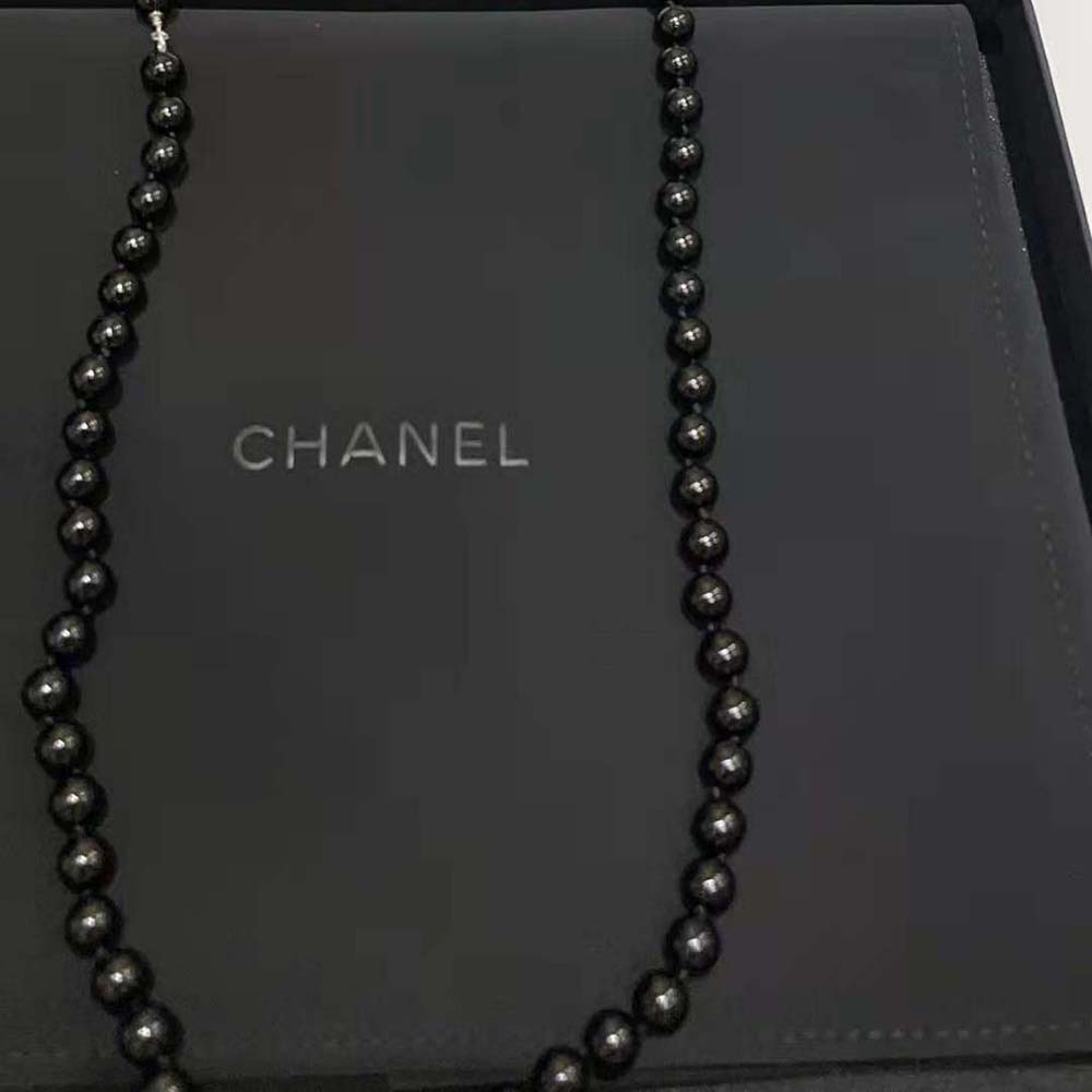 Chanel Women Long Necklace in Metal Glass Pearls and Strass