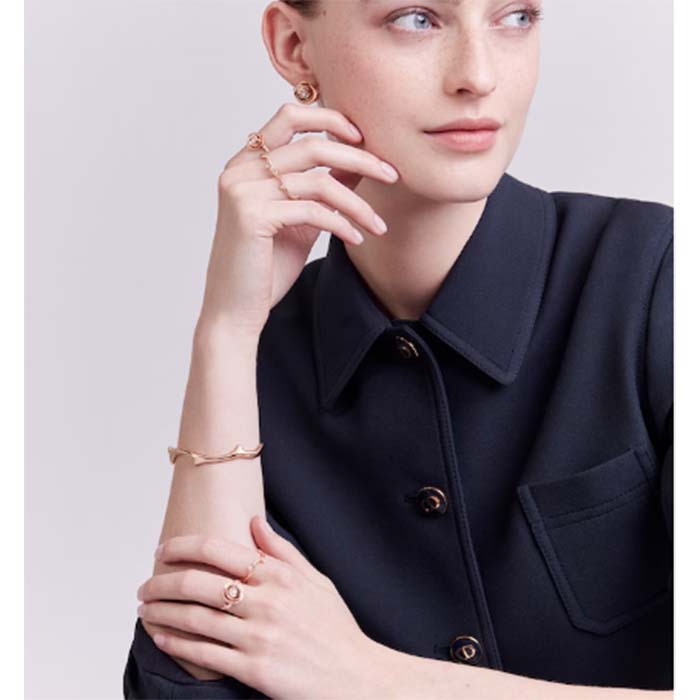 Dior Women CD Large Rose Dior Couture Earrings Pink Gold Diamonds 0.14 ct