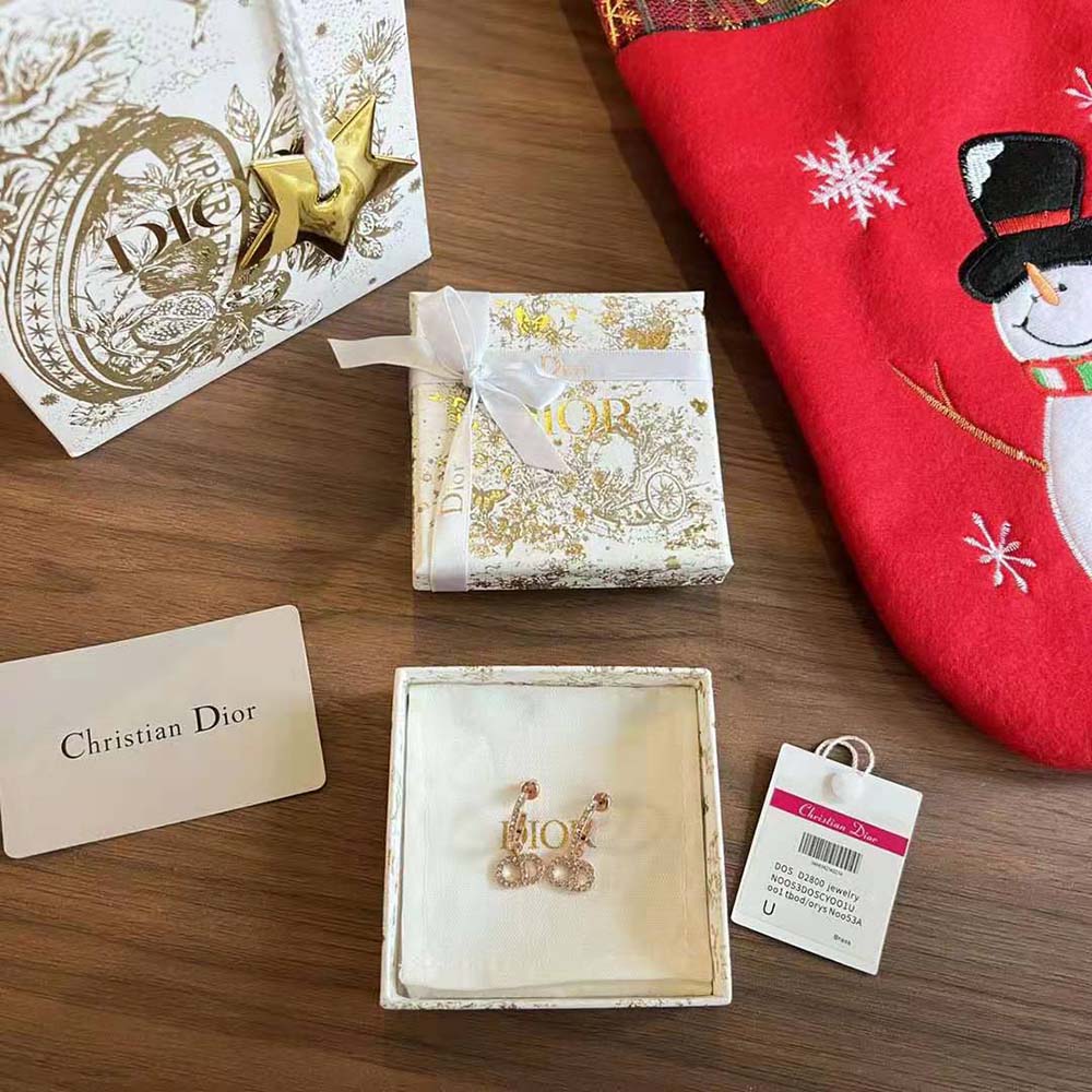 Dior Women Clair D Lune Earrings Pink-Finish Metal and Pink Crystals