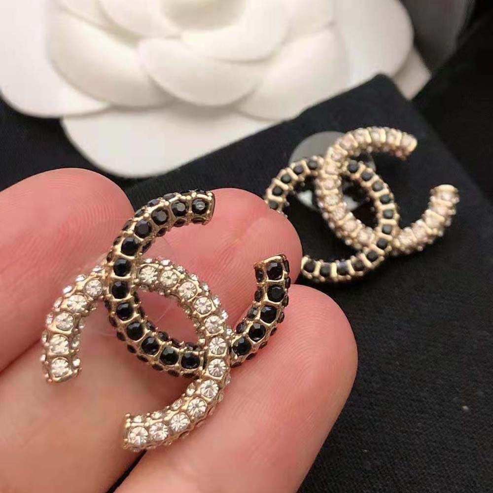 Chanel Women Stud Earrings in Metal and Strass