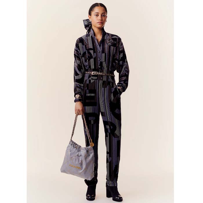 Chanel Women CC Chain Belt Lambskin Gold-Tone Metal Strass Black