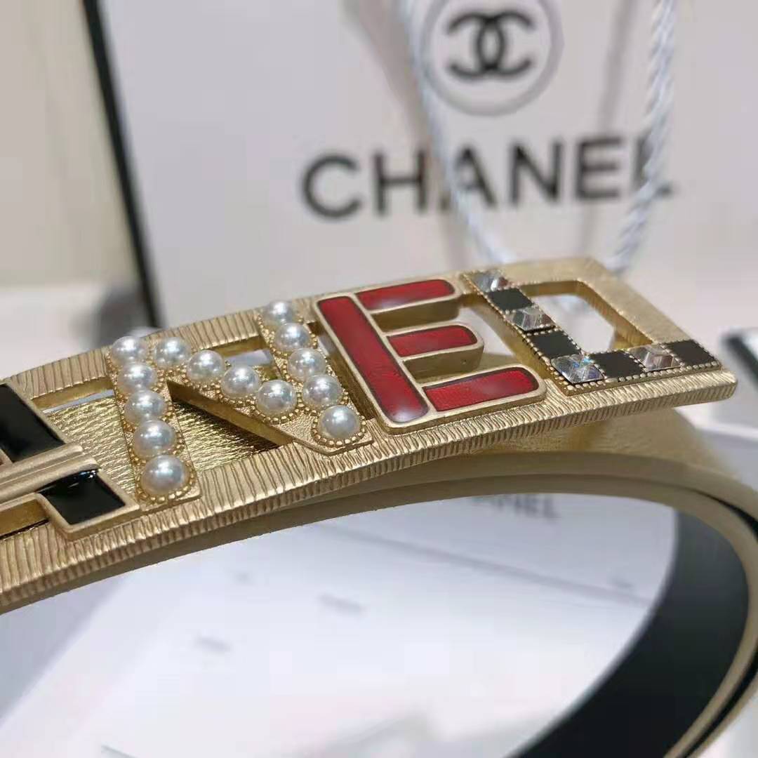 Chanel Women Goatskin & Gold-Tone Metal Belt-Gold
