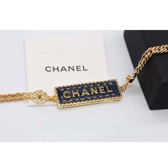 Chanel Women CC Chain Belt Metal Gold Blue Ref.  ABC748 B15375 NU456