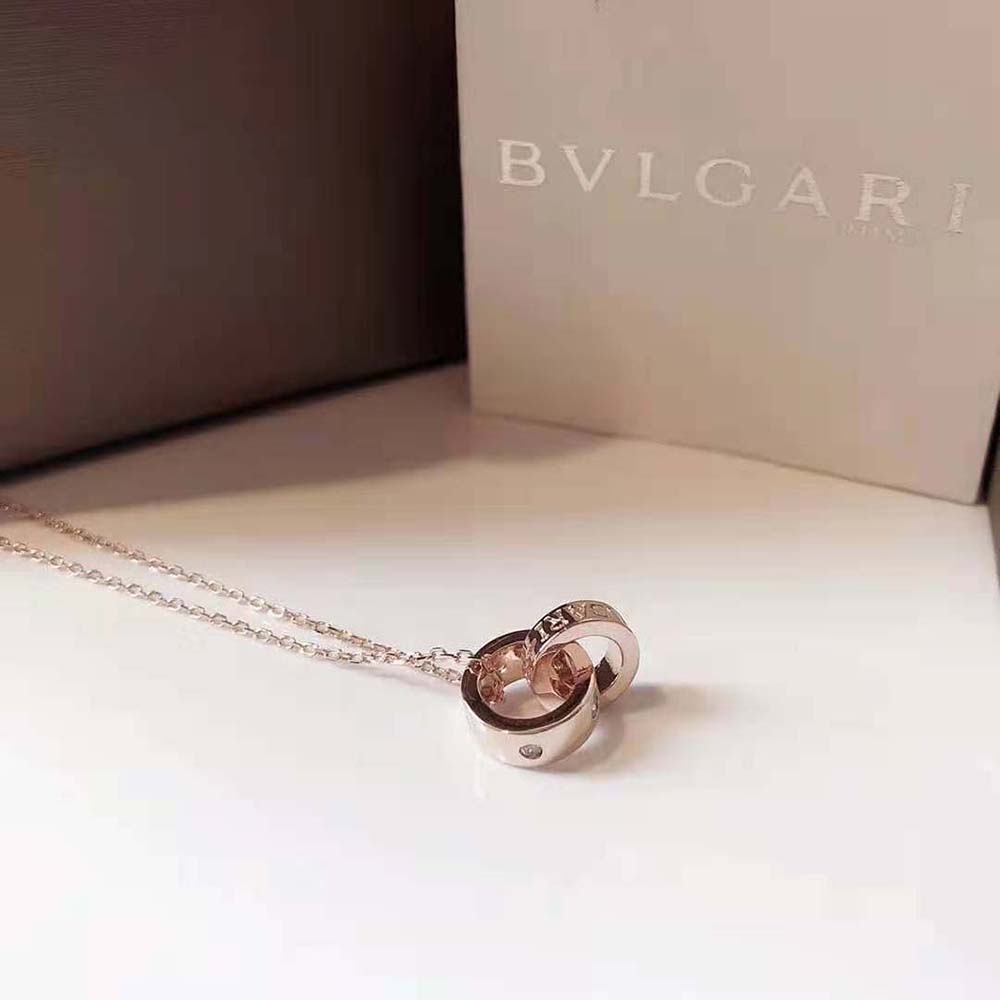 Bvlgari Women Necklace with 18 KT Rose Gold Chain