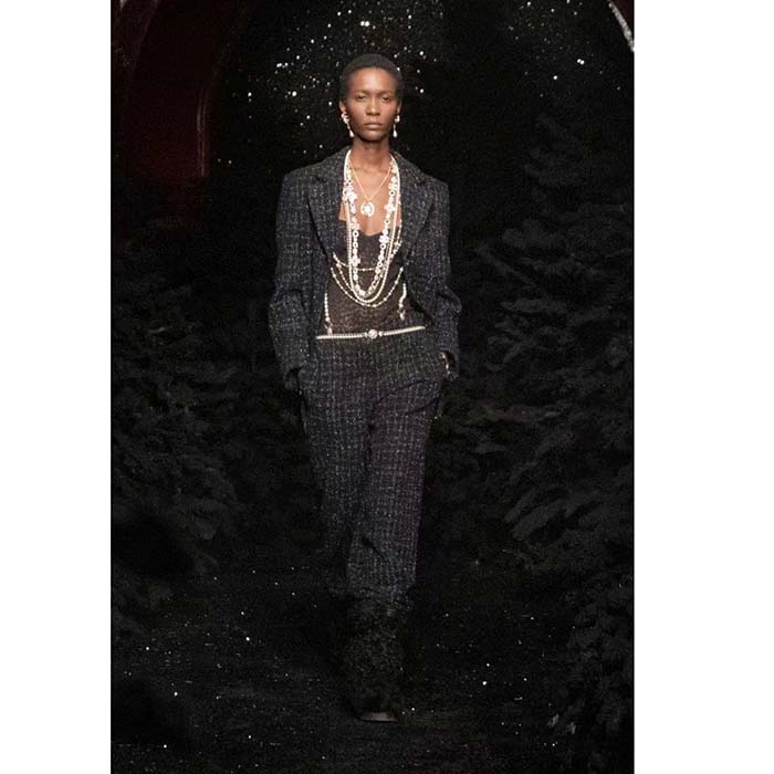 Chanel Women CC Chain Belt Calfskin Glass Pearls Black Pearly White Crystal Gold-Tone Metal Strass