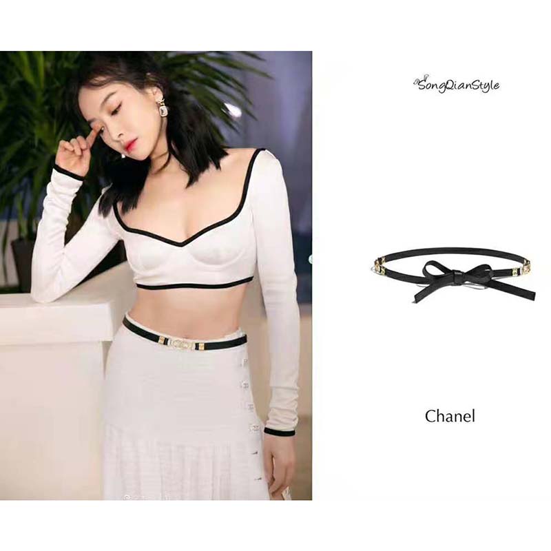 Chanel Women Lambskin & Gold Metal Black Belt