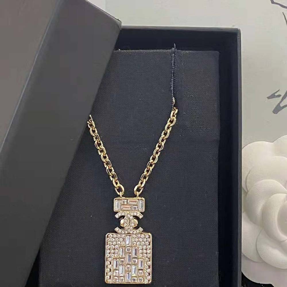Chanel Women Long Pendant Necklace in Metal and Strass