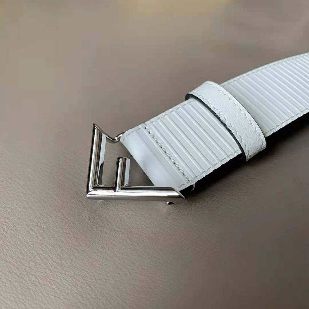 Fendi Men White Leather Belt