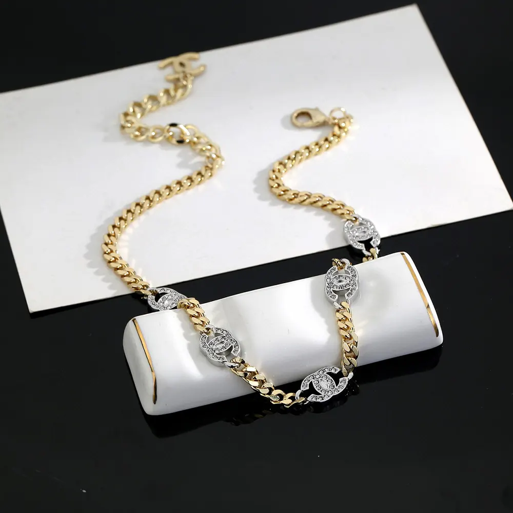 Chanel Women Choker Metal & Strass Gold Silver & Crystal AB6444