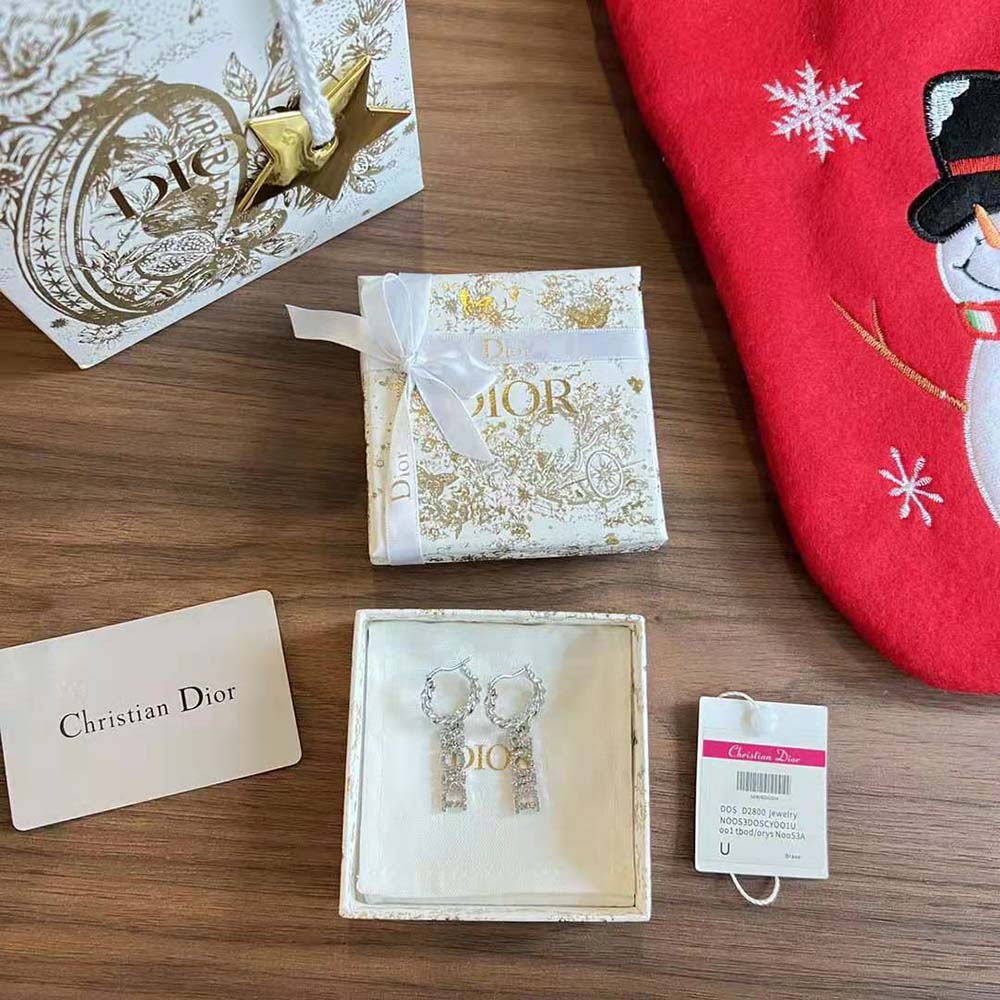 Dior Women Dio(r)evolution Earrings Silver-Finish Metal and Silver-Tone Crystals