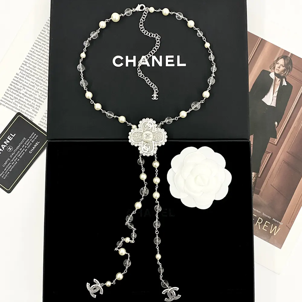 Chanel Women Necklace Metal Resin Glass Pearls Strass ABE880