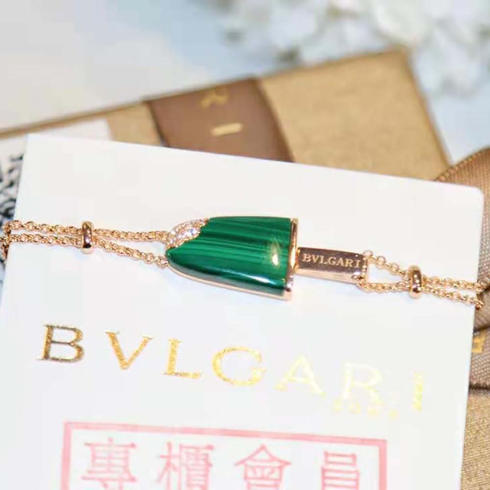 Bvlgari Women BVLGARI BVLGARI Gelati 18 KT Rose Gold Soft Bracelet-Green