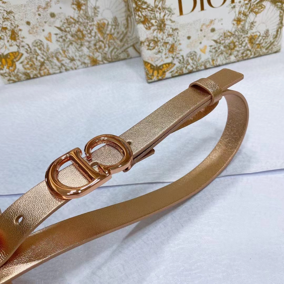 Dior Unisex CD Dior Or Saddle Belt Metallic Pink Smooth Calfskin 20 MM