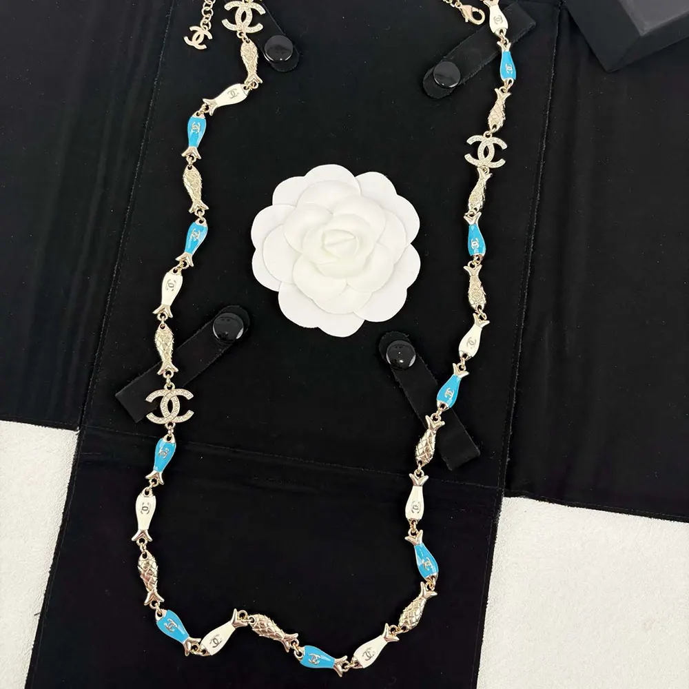 Chanel Women Long Necklace Metal Resin Strass ABF042